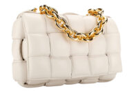0949. Bottega Padded Cassette White Chain Bag, Gold Hardware2