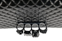 0950. Alexander McQueen Patent Four Ring Skull, Black Hardware16