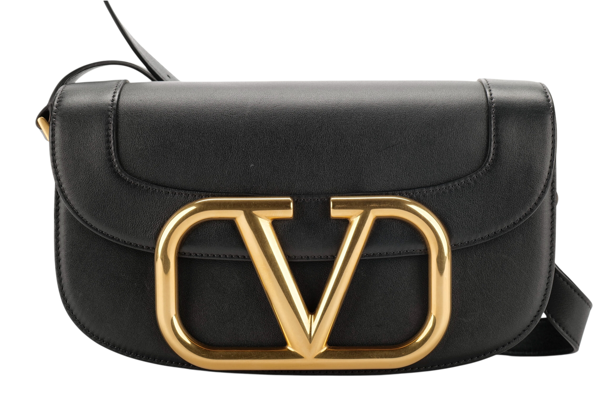 0952. Valentino Garavani Loco Small Black Shoulder Bag, Gold Hardware1