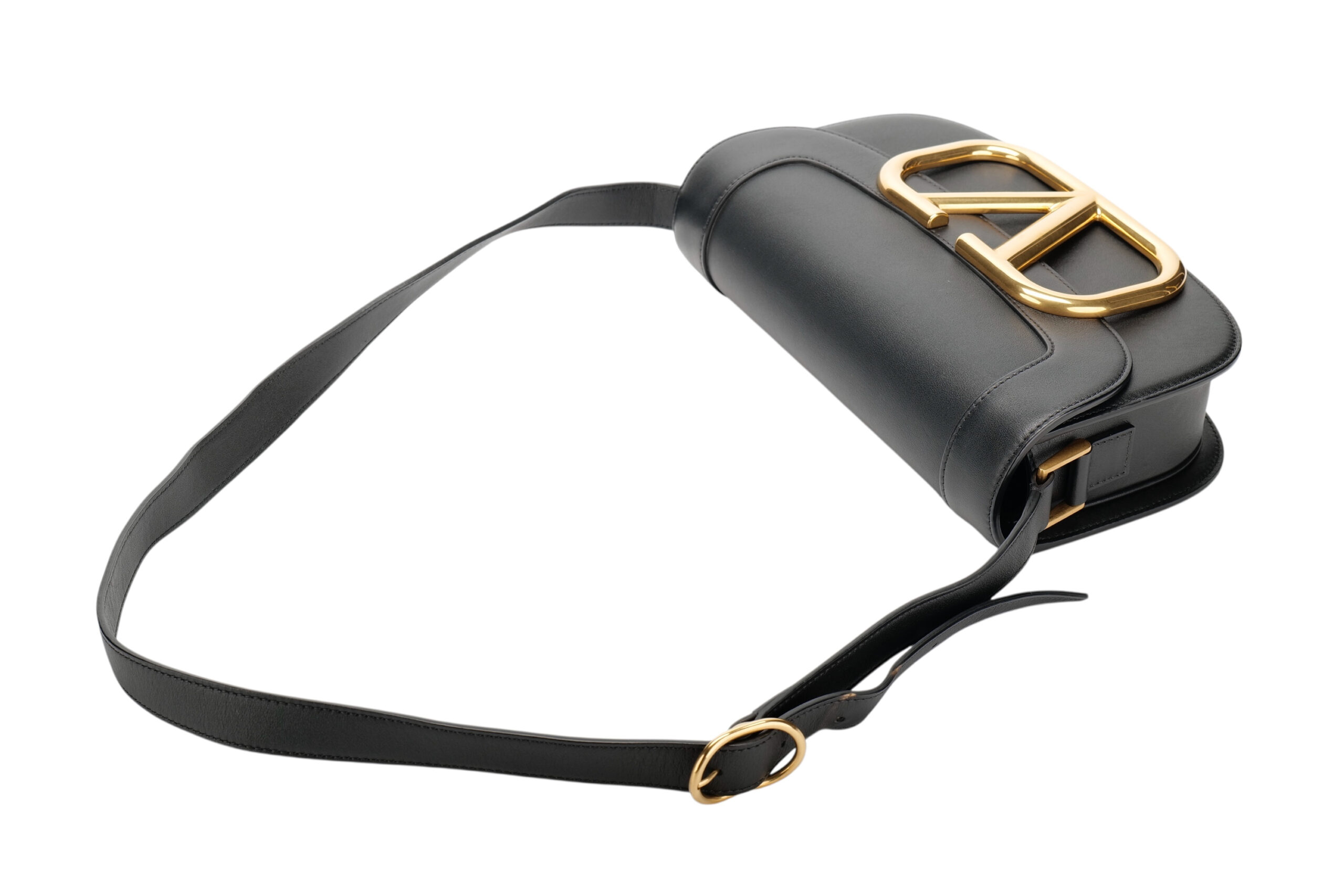 0952. Valentino Garavani Loco Small Black Shoulder Bag, Gold Hardware5