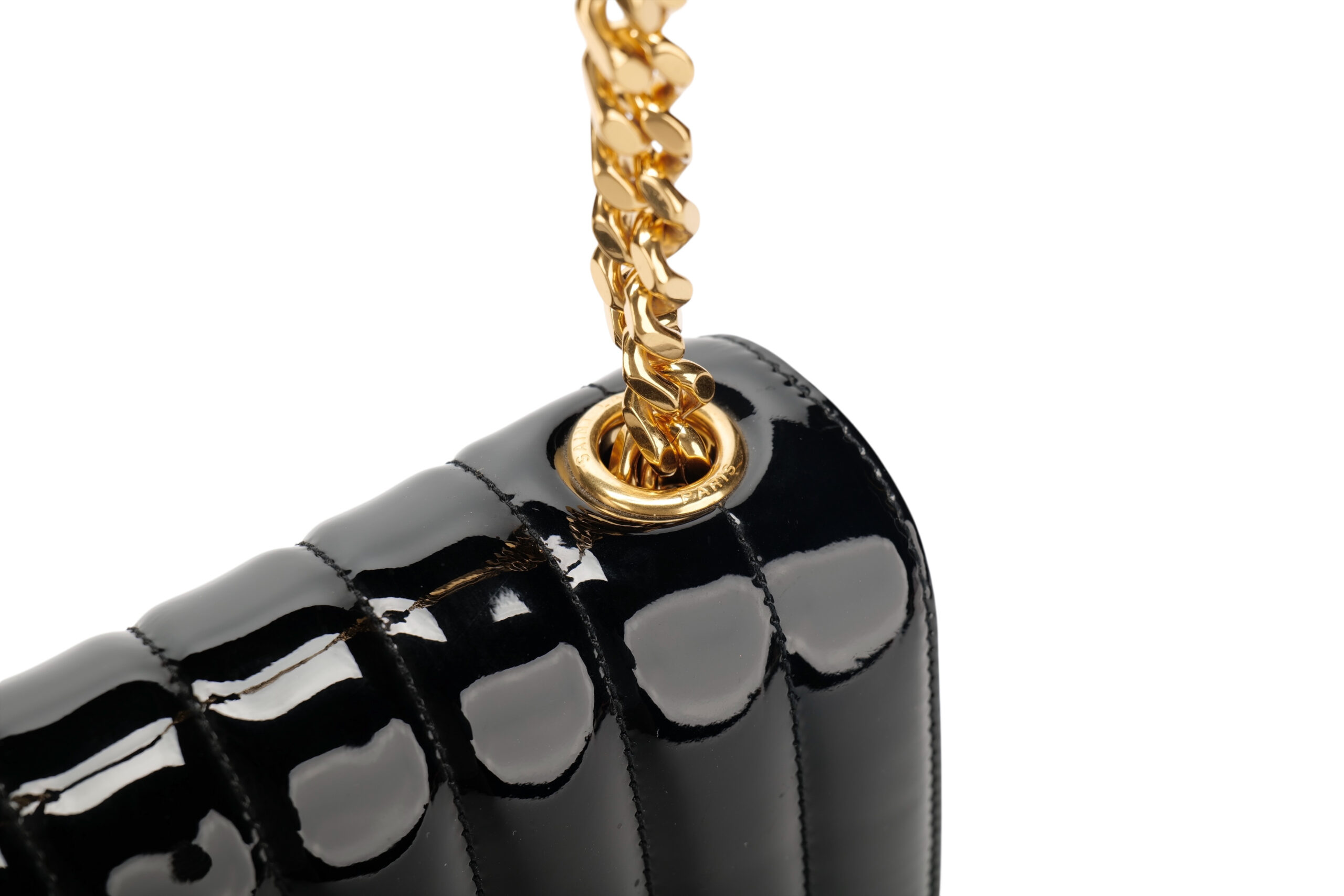 0960. Saint Laurent Vicky Small Patent Leather Crossbody Bag, Gold Hardware10