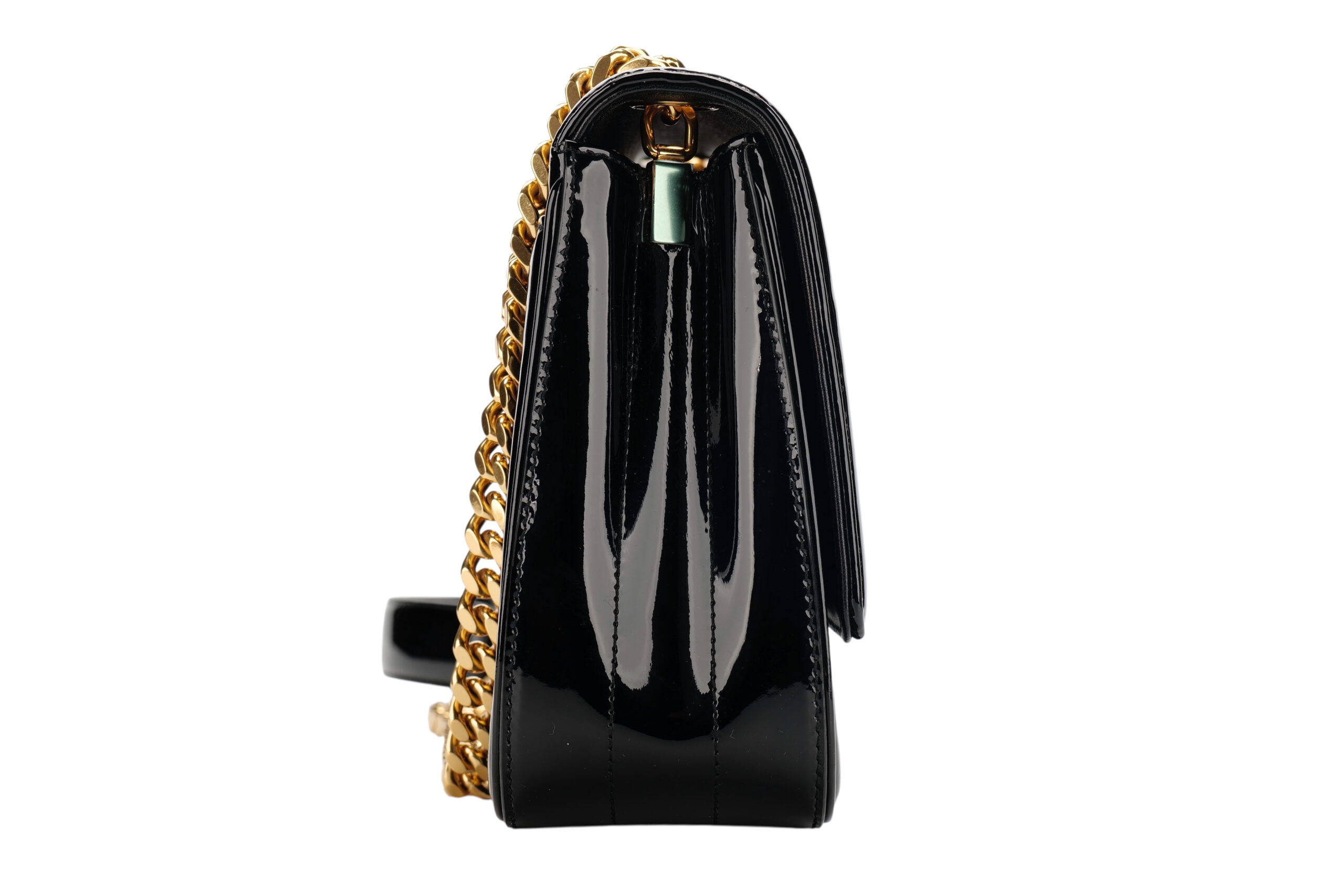 0960. Saint Laurent Vicky Small Patent Leather Crossbody Bag, Gold Hardware3