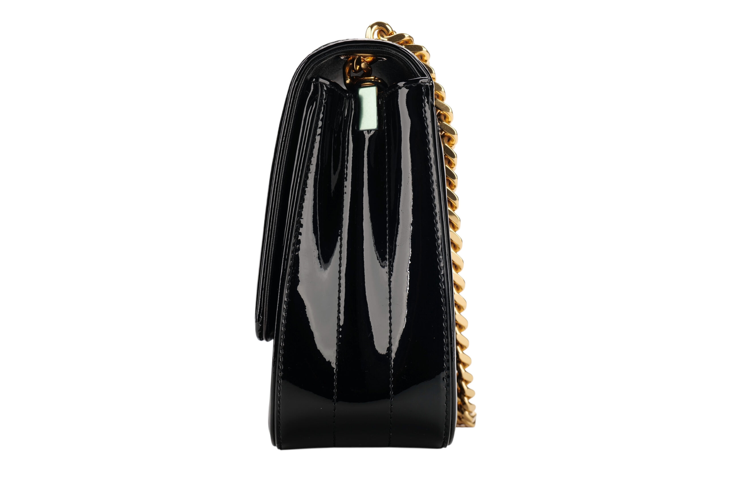 0960. Saint Laurent Vicky Small Patent Leather Crossbody Bag, Gold Hardware5