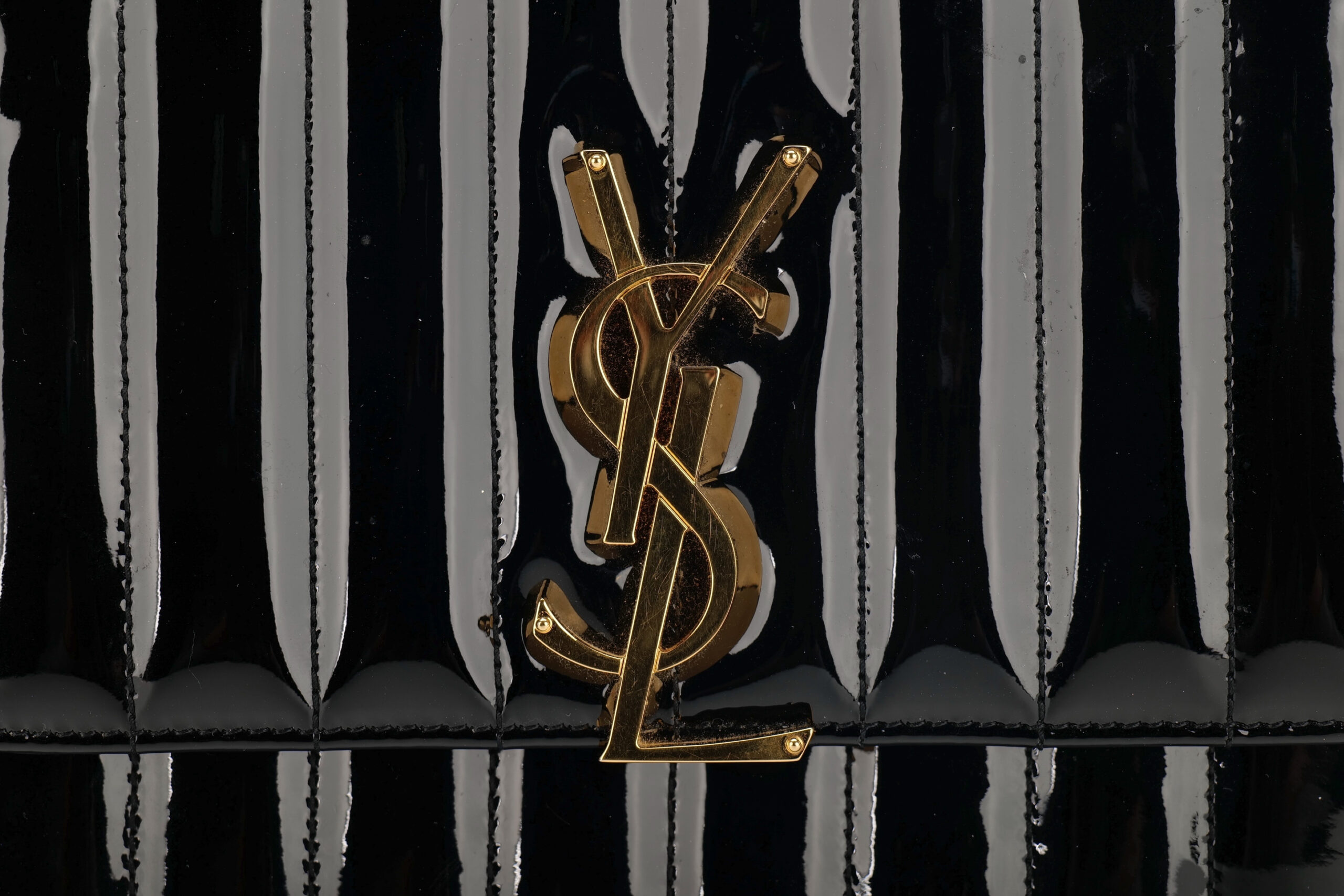 0960. Saint Laurent Vicky Small Patent Leather Crossbody Bag, Gold Hardware8