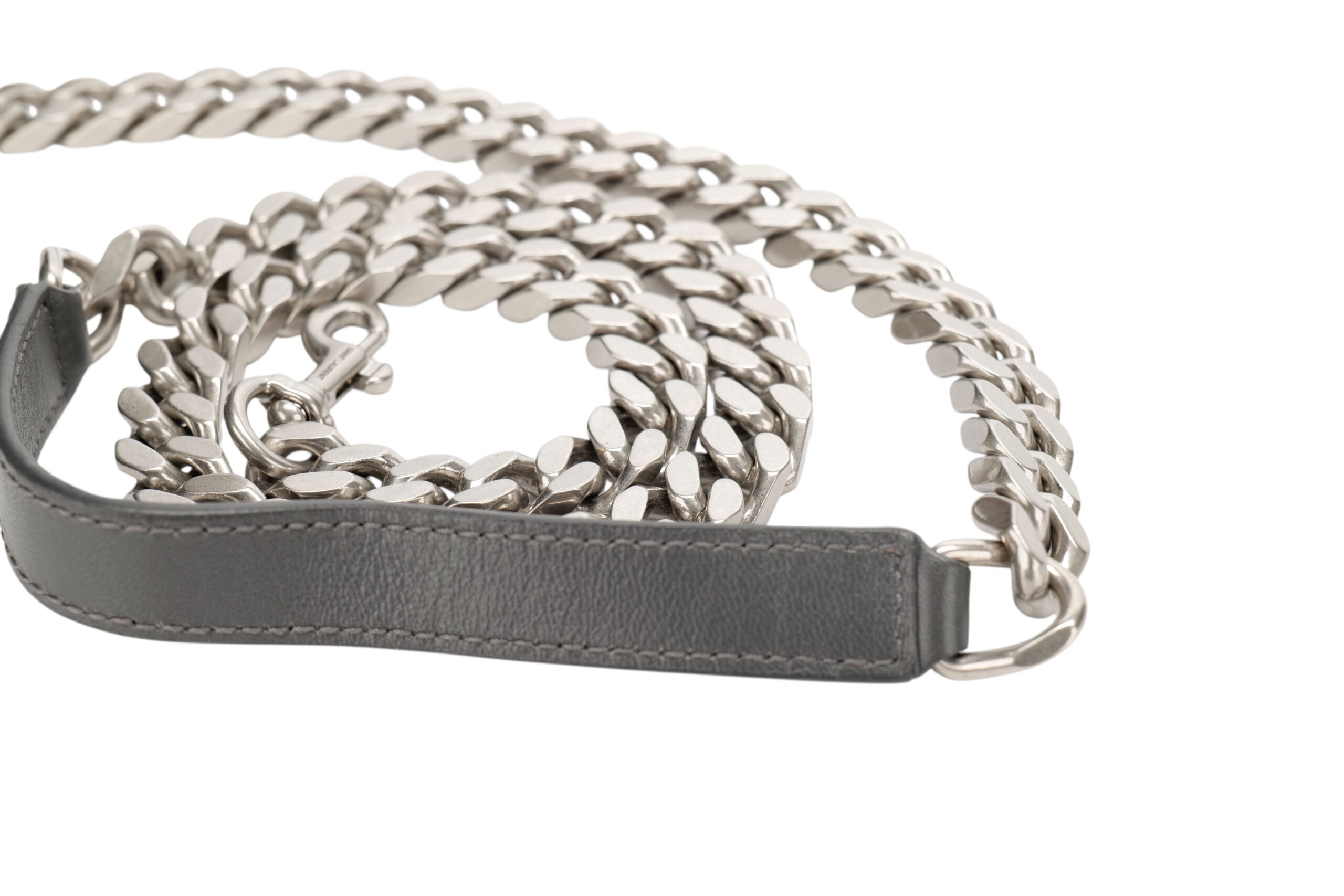 0961. Saint Laurent College Envelope Flap Grey Leather, Silver Hardware 12