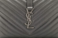 0961. Saint Laurent College Envelope Flap Grey Leather, Silver Hardware 13