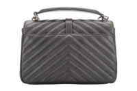0961. Saint Laurent College Envelope Flap Grey Leather, Silver Hardware 6