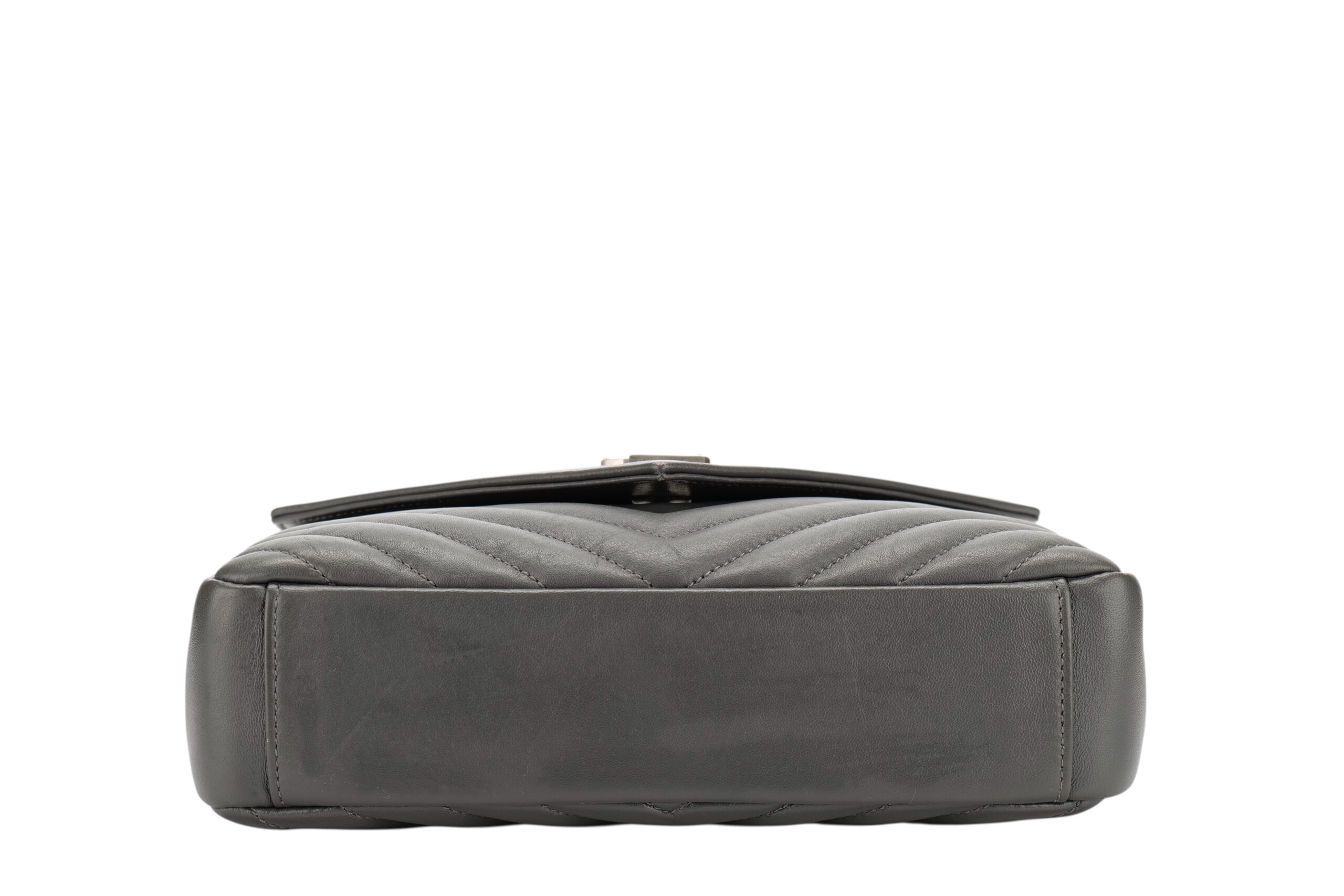 0961. Saint Laurent College Envelope Flap Grey Leather, Silver Hardware 7