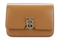 0962. Burberry Brown TB Monogram-Buckle leather Shoulder Bag, Gold Hardware1