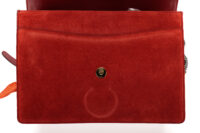 0966. Gucci GG Ring Suede Red, Gold Hardware10