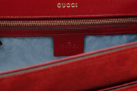 0966. Gucci GG Ring Suede Red, Gold Hardware13