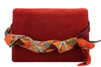 0966. Gucci GG Ring Suede Red, Gold Hardware4