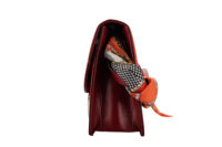 0966. Gucci GG Ring Suede Red, Gold Hardware5