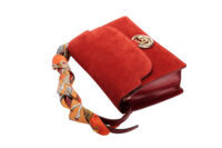 0966. Gucci GG Ring Suede Red, Gold Hardware6