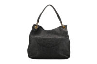 0972. Prada Vitello Daino Tote Black Hobo, Gold Hardware1