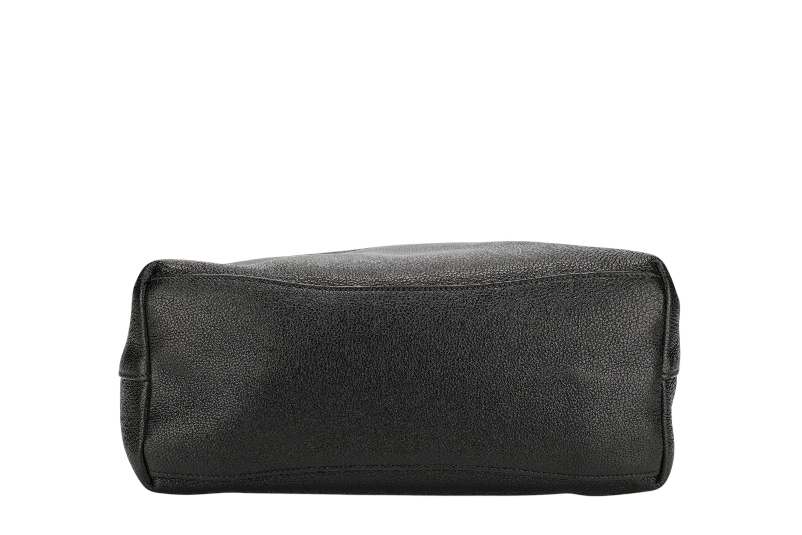 0972. Prada Vitello Daino Tote Black Hobo, Gold Hardware6