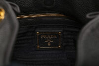 0972. Prada Vitello Daino Tote Black Hobo, Gold Hardware9