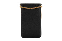 0975. Valentino Black Leather Crossbody Phone Case, Gold Hardware3
