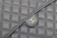 0979. Chanel Classic Grey Caviar Quilted Leather Clutch, Gold Hardware5