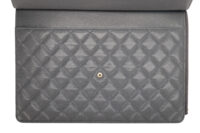 0979. Chanel Classic Grey Caviar Quilted Leather Clutch, Gold Hardware9