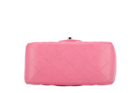 0980. Chanel Mini Square Classic Flap Pink Lambskin Leather, Silver Hardware6