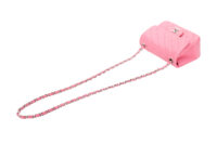 0980. Chanel Mini Square Classic Flap Pink Lambskin Leather, Silver Hardware7