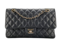 0982. Chanel Classic Medium Double Flap Black Caviar Leather, Gold Hardware1
