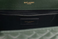0986. Saint Laurent Medium Envelope Flap Grain De Poudre Green Matelasse Leather, Gold Hardware13