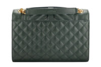 0986. Saint Laurent Medium Envelope Flap Grain De Poudre Green Matelasse Leather, Gold Hardware4