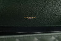 0986. Saint Laurent Medium Envelope Flap Grain De Poudre Green Matelasse Leather, Gold Hardware7
