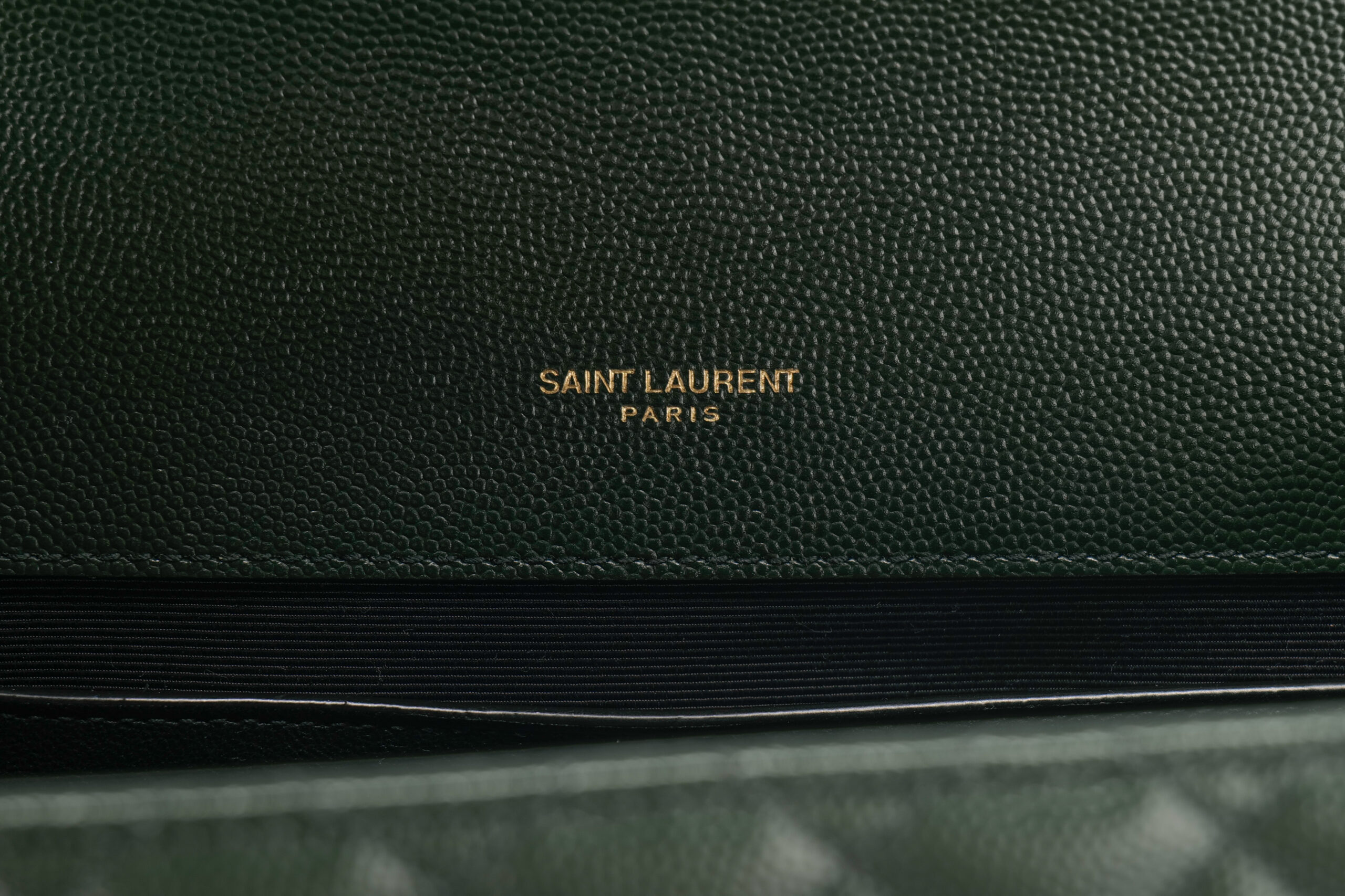 0986. Saint Laurent Medium Envelope Flap Grain De Poudre Green Matelasse Leather, Gold Hardware7