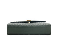 0986. Saint Laurent Medium Envelope Flap Grain De Poudre Green Matelasse Leather, Gold Hardware8