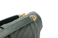 0986. Saint Laurent Medium Envelope Flap Grain De Poudre Green Matelasse Leather, Gold Hardware9