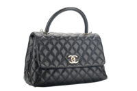 0987. Chanel Coco Handle Quilted Black Caviar Leather Flap Bag Gold Hardware3