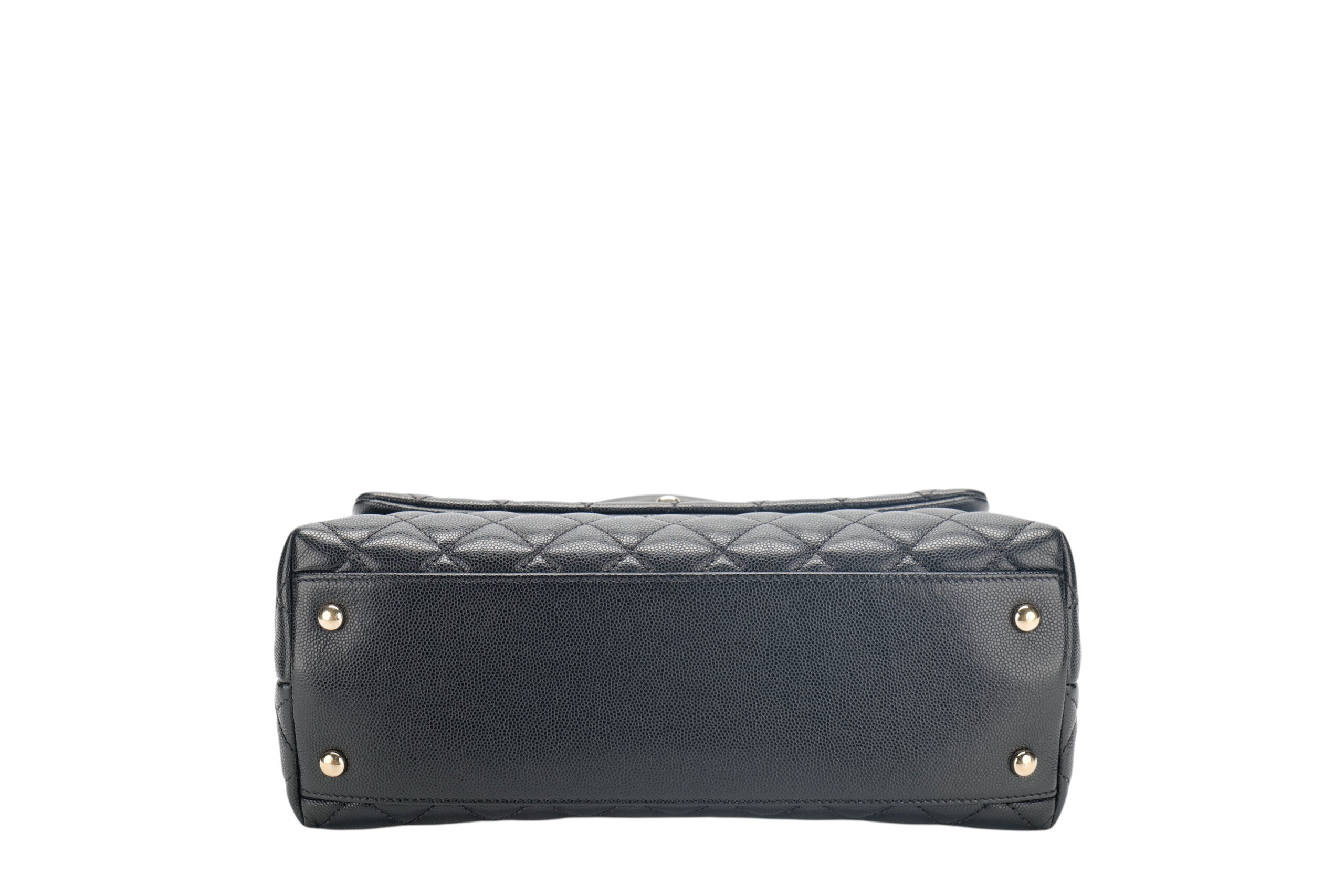 0987. Chanel Coco Handle Quilted Black Caviar Leather Flap Bag Gold Hardware5