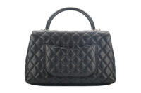 0987. Chanel Coco Handle Quilted Black Caviar Leather Flap Bag Gold Hardware6