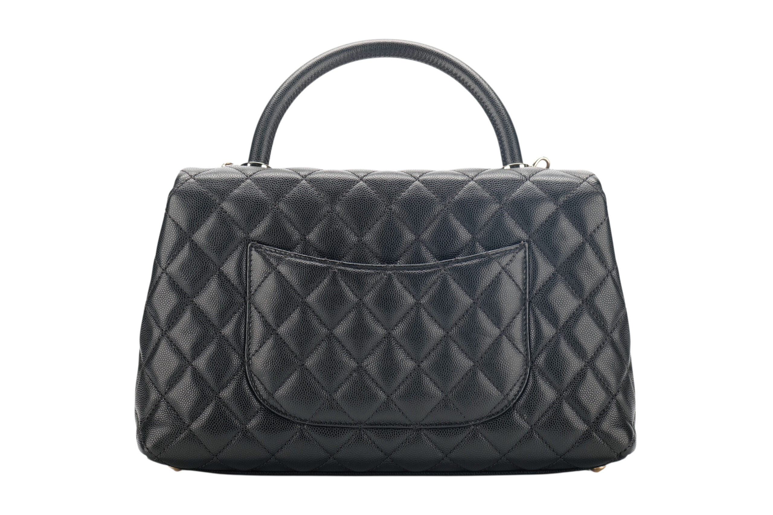 0987. Chanel Coco Handle Quilted Black Caviar Leather Flap Bag Gold Hardware6