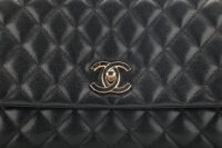 0987. Chanel Coco Handle Quilted Black Caviar Leather Flap Bag Gold Hardware7