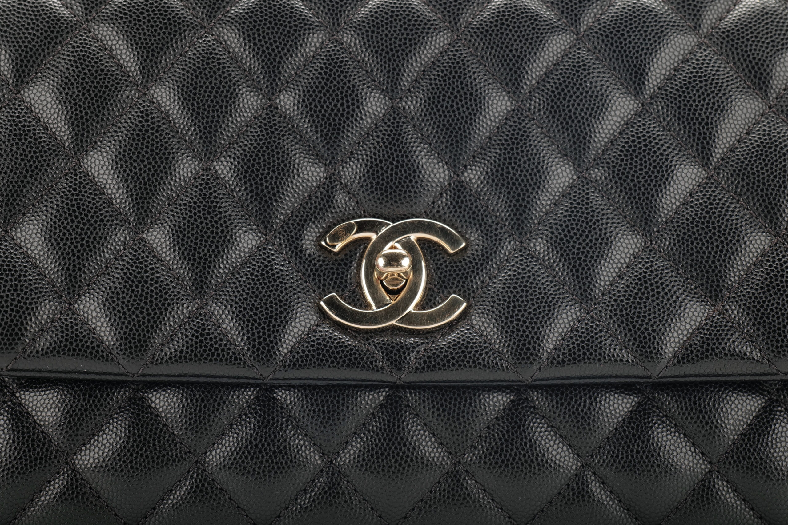 0987. Chanel Coco Handle Quilted Black Caviar Leather Flap Bag Gold Hardware7