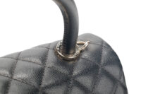 0987. Chanel Coco Handle Quilted Black Caviar Leather Flap Bag Gold Hardware8