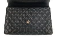 0987. Chanel Coco Handle Quilted Black Caviar Leather Flap Bag Gold Hardware9