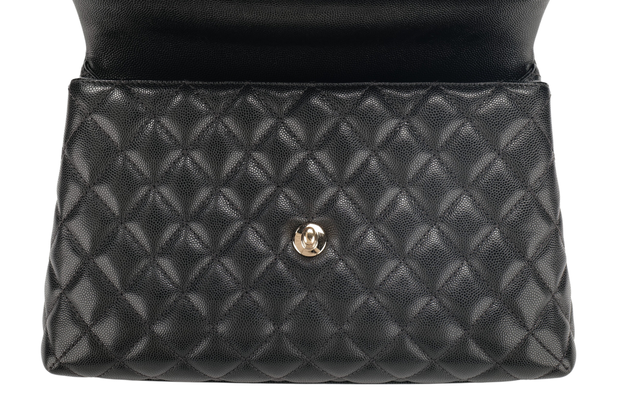 0987. Chanel Coco Handle Quilted Black Caviar Leather Flap Bag Gold Hardware9