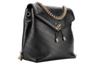 0989. Chanel Coco Chevron Black Leather Backpack, Gold Hardware2