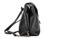 0989. Chanel Coco Chevron Black Leather Backpack, Gold Hardware3