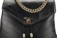 0989. Chanel Coco Chevron Black Leather Backpack, Gold Hardware4