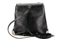 0989. Chanel Coco Chevron Black Leather Backpack, Gold Hardware5