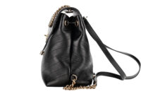 0989. Chanel Coco Chevron Black Leather Backpack, Gold Hardware6