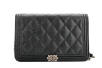 988 Chanel Boy Wallet on Chain Black Caviar, Ruthenium hardware-1