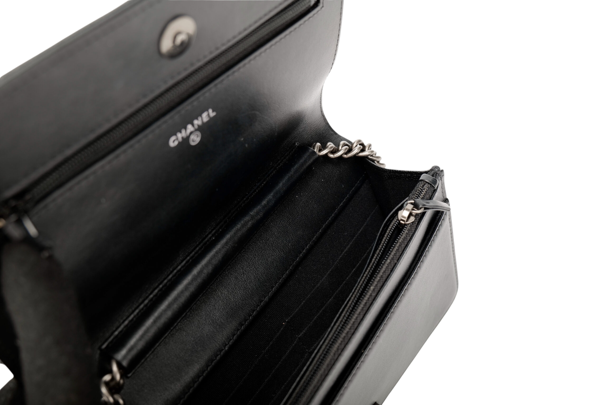 988 Chanel Boy Wallet on Chain Black Caviar, Ruthenium hardware-11