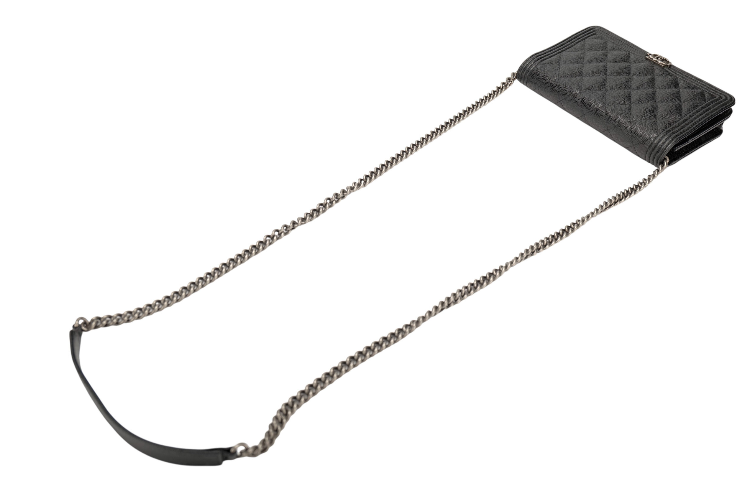 988 Chanel Boy Wallet on Chain Black Caviar, Ruthenium hardware-12